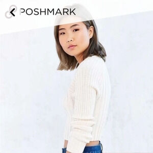 Urban Outfitters Cross Over Ribbed Cropped Sweater